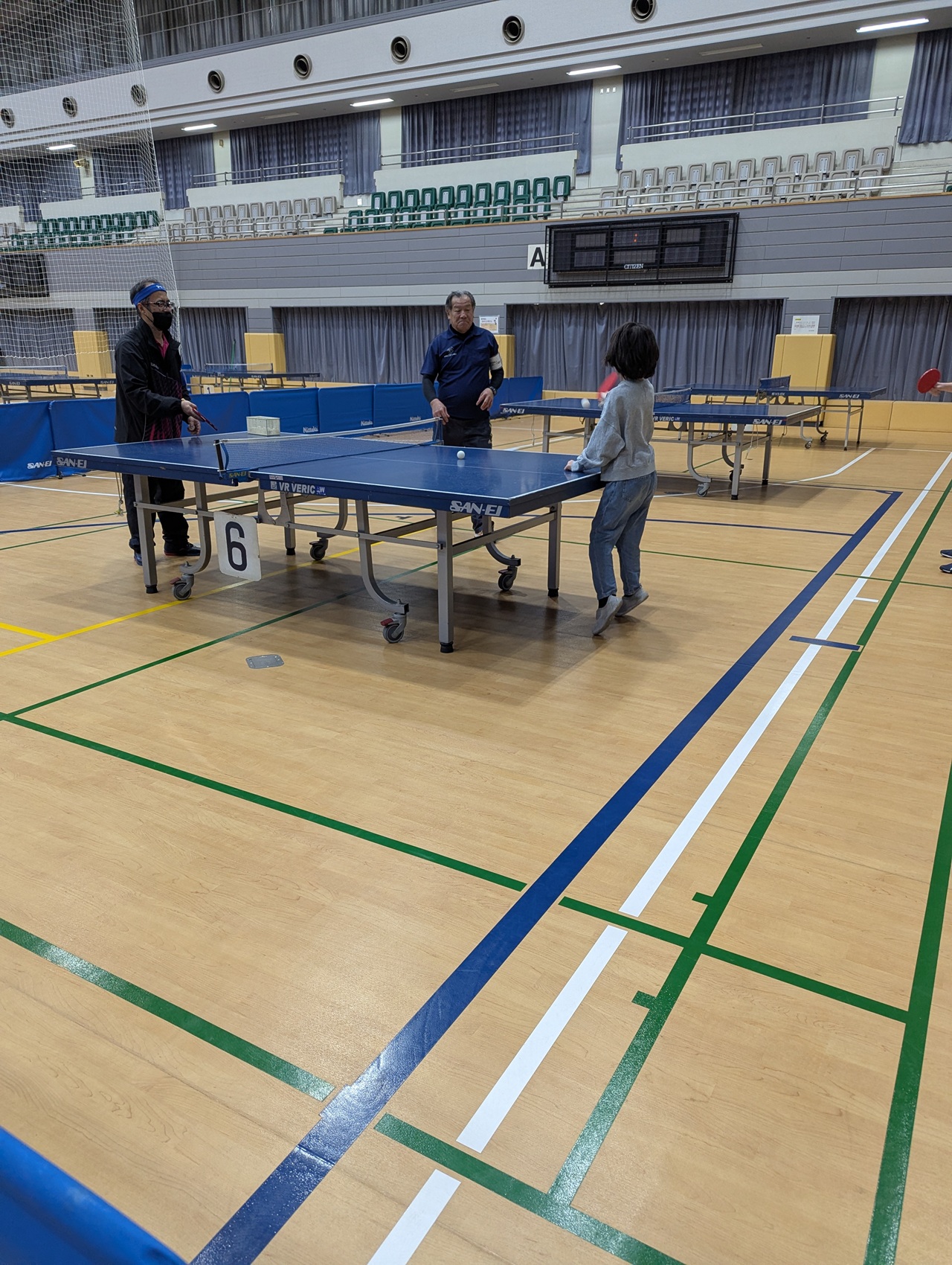 卓球教えてもらったよ