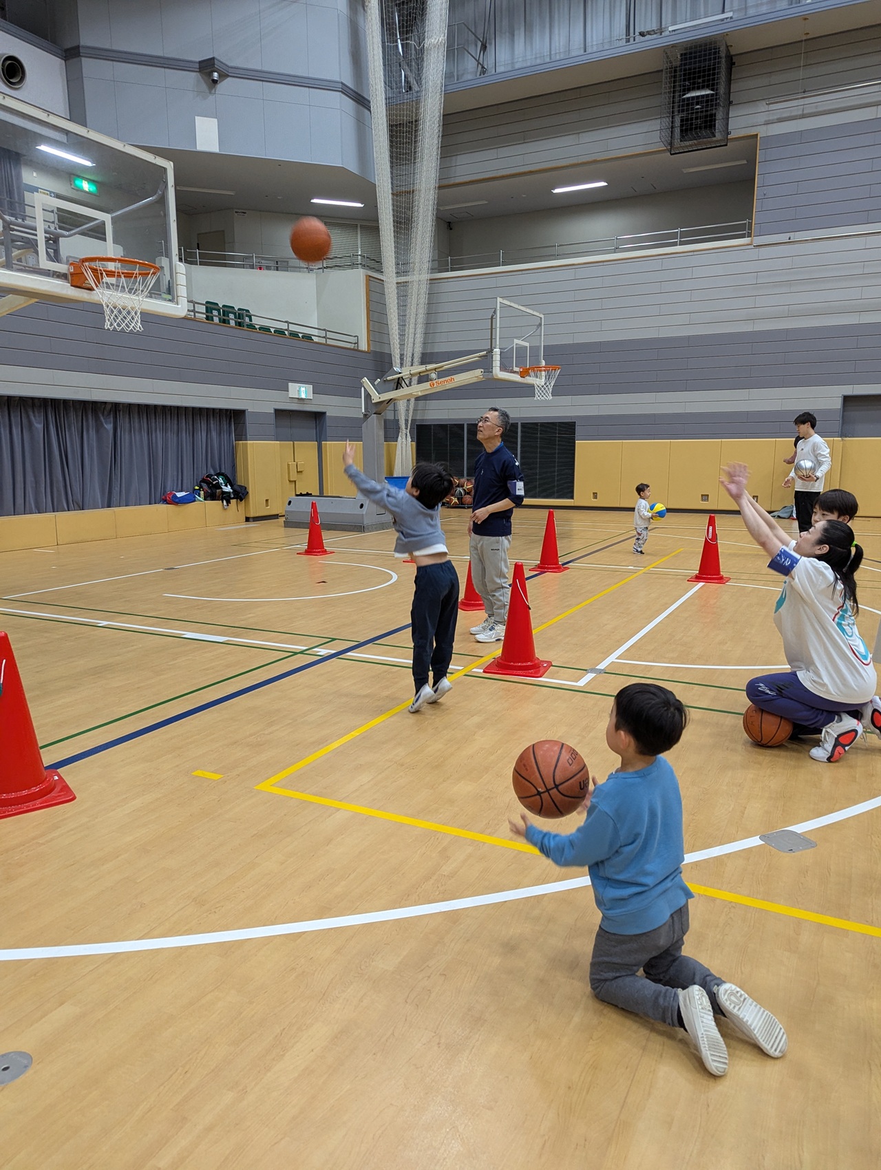 ゴールに投げれたよ！